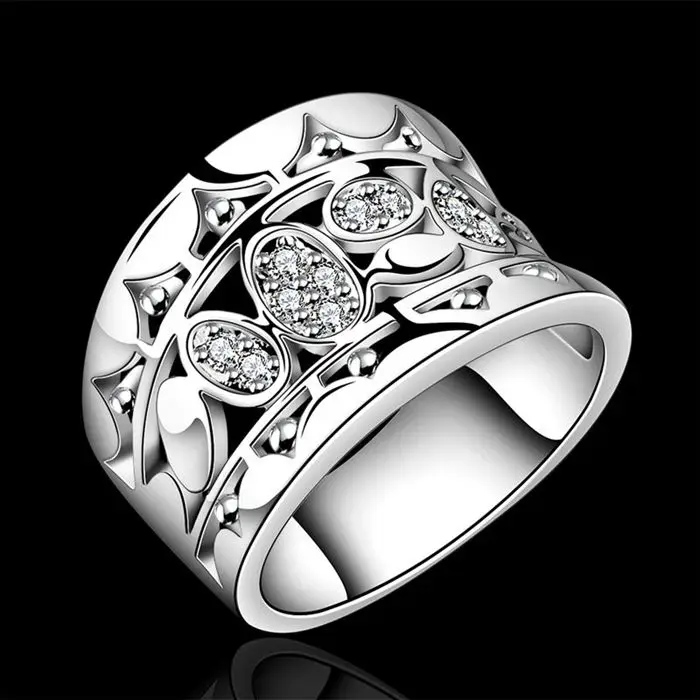 Посеребренное кольцо высокое качество без никеля антиаллергическое R570-8