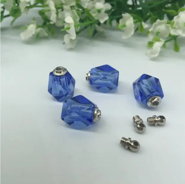 20 шт. 10*14 мм прозрачная/Розовая/фиолетовая/синяя Серебряная винтовая крышка