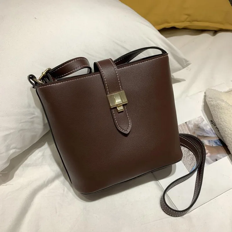 

REPRCLA New Women Bucket Bag Fashion Small Shoulder Bag Designer PU Messenger Crossbody Bags High Quality Ladies Handbag