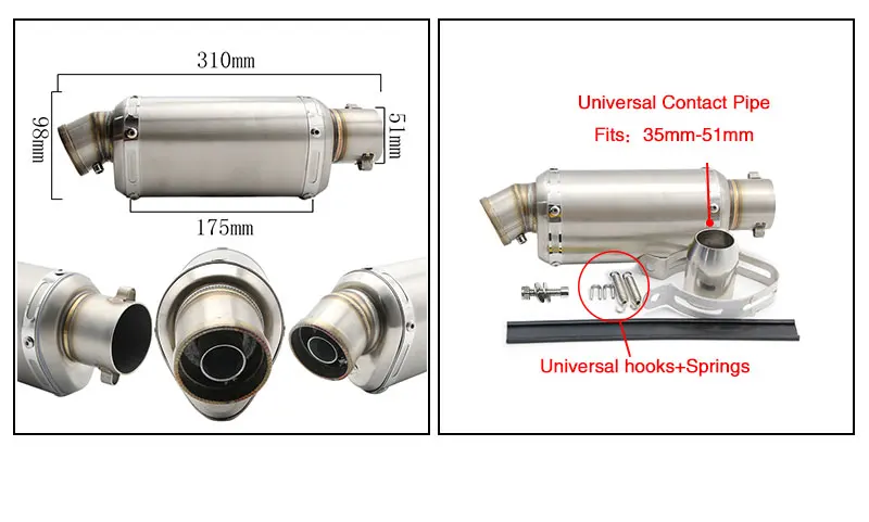 ZS заездов универсальный мотоцикл выхлопной Akrapovic Грязь велосипед ямы выхлопной Escape модифицированный скутер Yoshimura глушитель для CBR250 RVF40