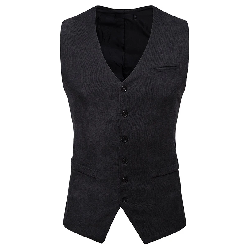 

Fashion Corduroy Suit Vest Men 2021 Autumn New Sleeveless Vest Waistcoat Mens Slim Fit Business Wedding Tuxedo Vest for Men XXL