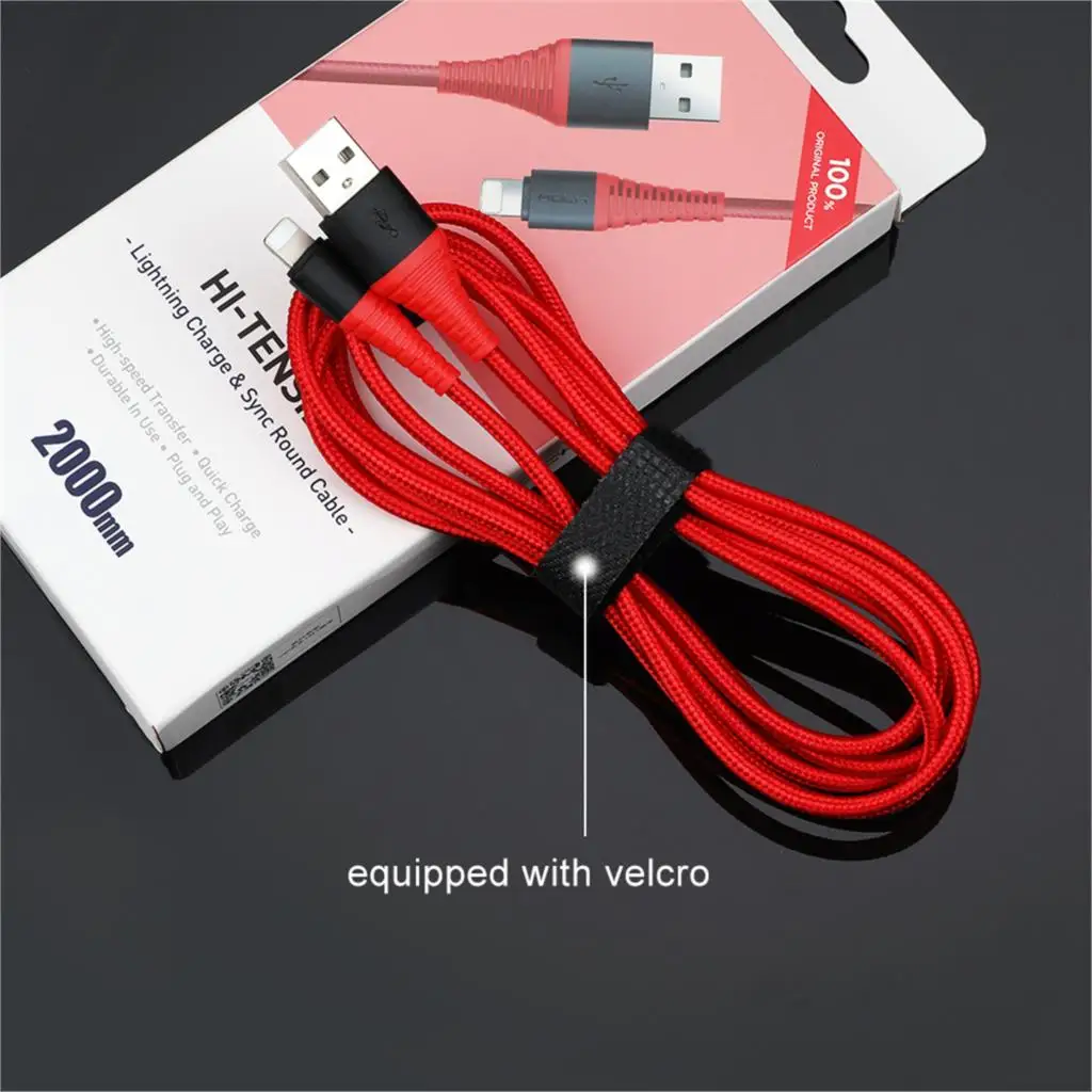 Высокопрочный USB кабель 2.1A для Apple iPhone X 8 7 6 Plus с оплеткой для быстрой зарядки и передачи данных 120 см 200 см для осветительного кабеля