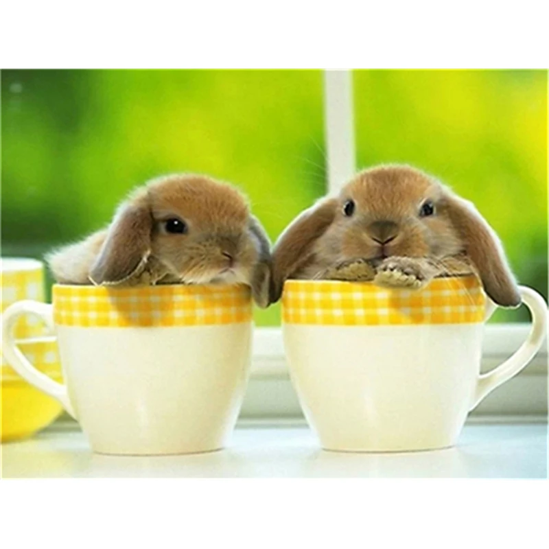 5D DIY diamond painting embroidered crystal 3D photo gift square full mosaic cross stitch cup small animal decoration | Дом и сад