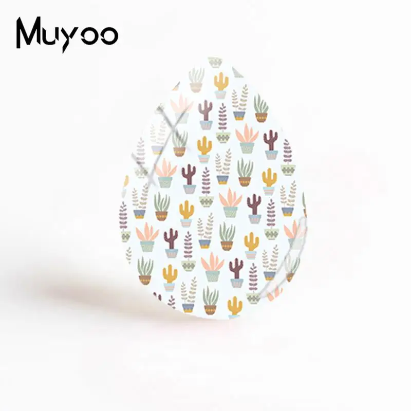 2019 Новый кактус стеклянный кабошон растения узор слеза капли кабошоны фото