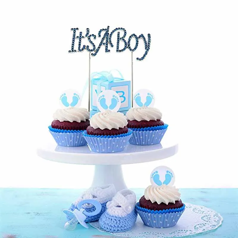 Это мальчик девочка кекс торт Топпер Baby Shower новорожденных на день рождения вечерние Пол выявить мама, чтобы быть украшения пользу Синий Розовый