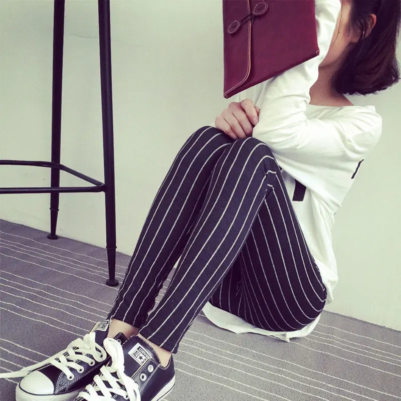 Женские леггинсы с вертикальными полосками BIVIGAOS повседневные хлопковые