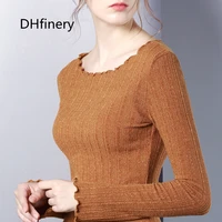 dhfinery sequin t shirt women autumn winter long sleeve turtleneck tshirt ruffle knitting elasticity multicolor sg27325