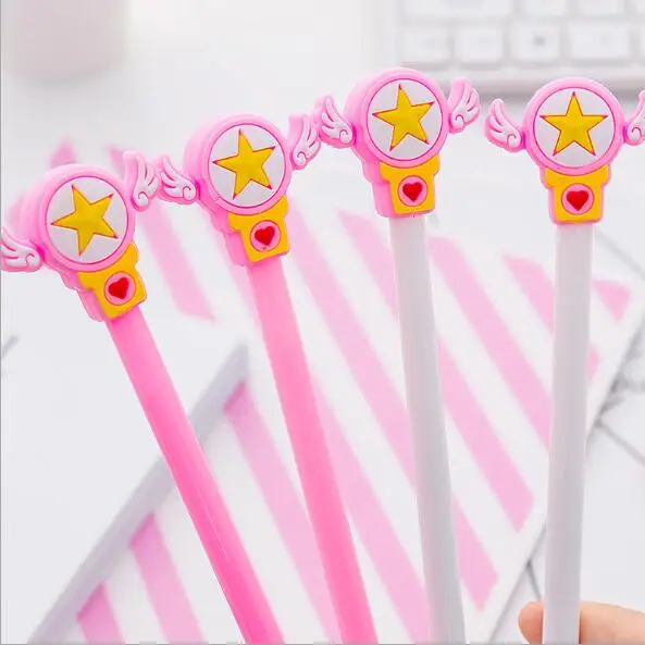 Kawaii Черная гелевая ручка с острым сердцем школьные и офисные канцелярские