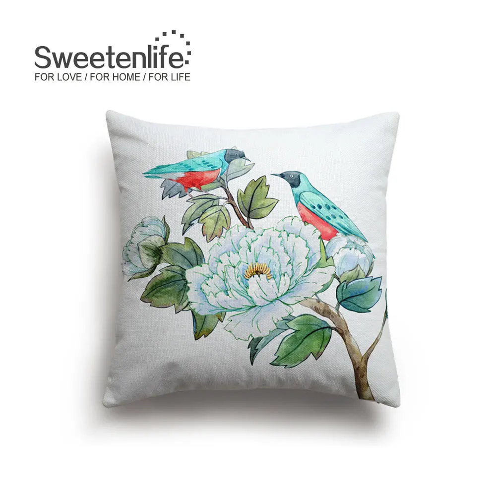 Sweetenlife, 60x60 см, цветочный рисунок, наволочка для подушки, пасторальный стиль, наволочки для подушки, домашний декор, высокое качество, белая льняная декоративная подушка