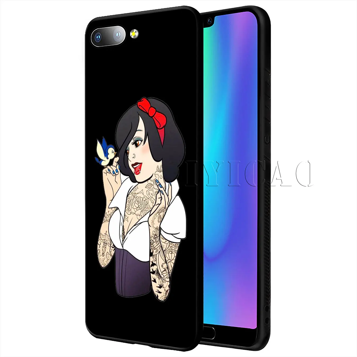 IYICAO Tattooed princess Alice Ariel love Soft Case for Huawei Y9 Y7 Y6 Prime 2019 Honor 20 8C 8X 8 9 9X 10 Lite 7C 7X 7A Pro |