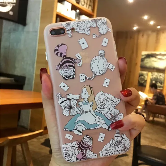 Алиса принцесса Русалка Рапунцель Жесткий PC+ TPU чехол для телефона для iphone 6 6S 7 8 Plus+ протектор экрана 3D 9H Закаленное стекло пленка