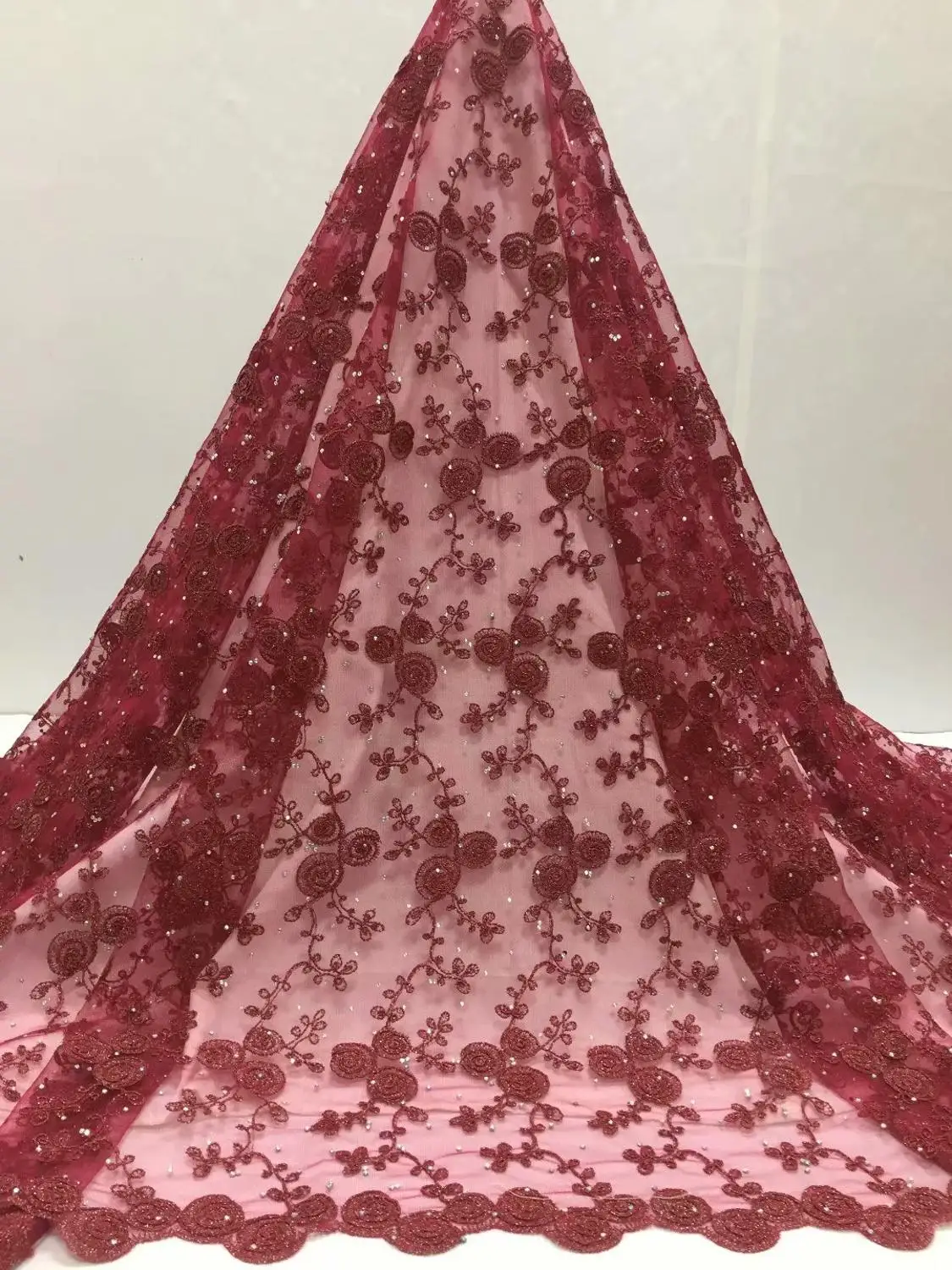 Высокое качество сетка вышивка аппликация 3D цветок Камни Тюль нигерийские