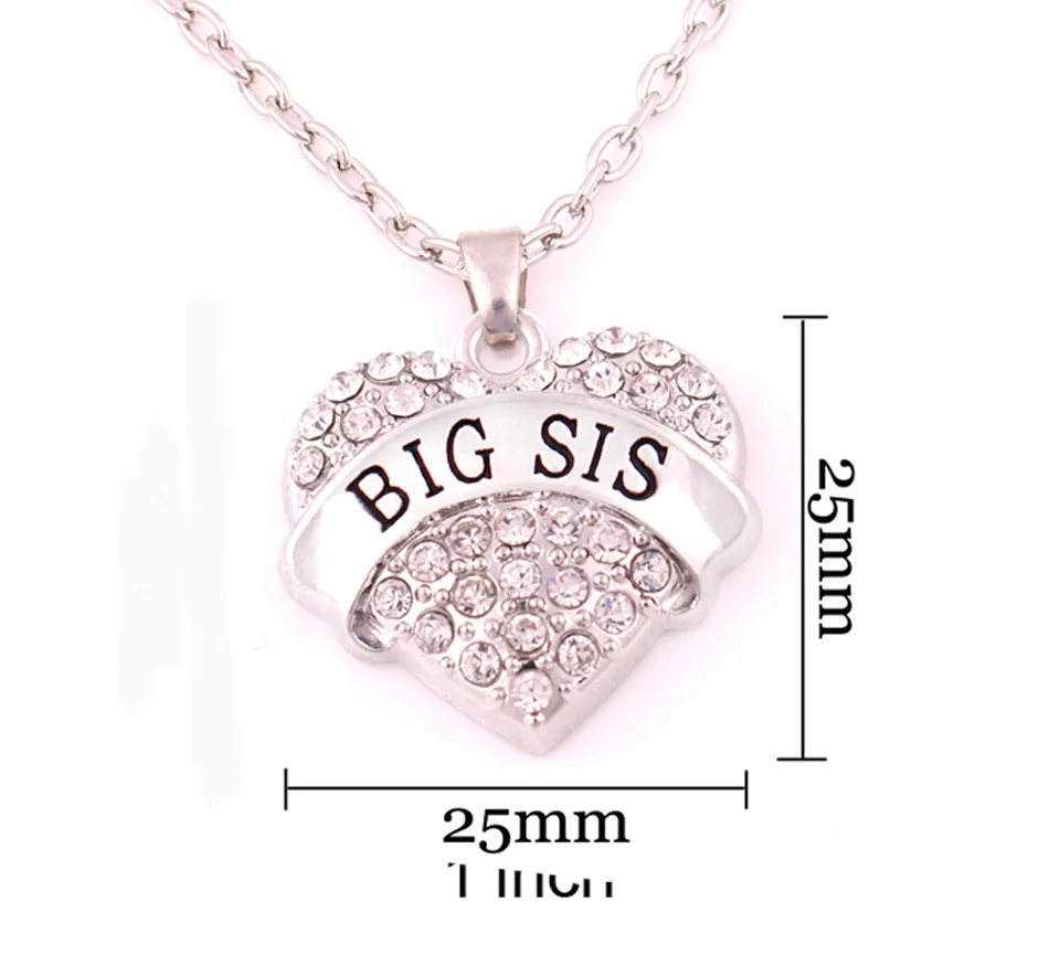 Ожерелье с большим кристаллом в форме сердца для старшей сестры | Украшения и