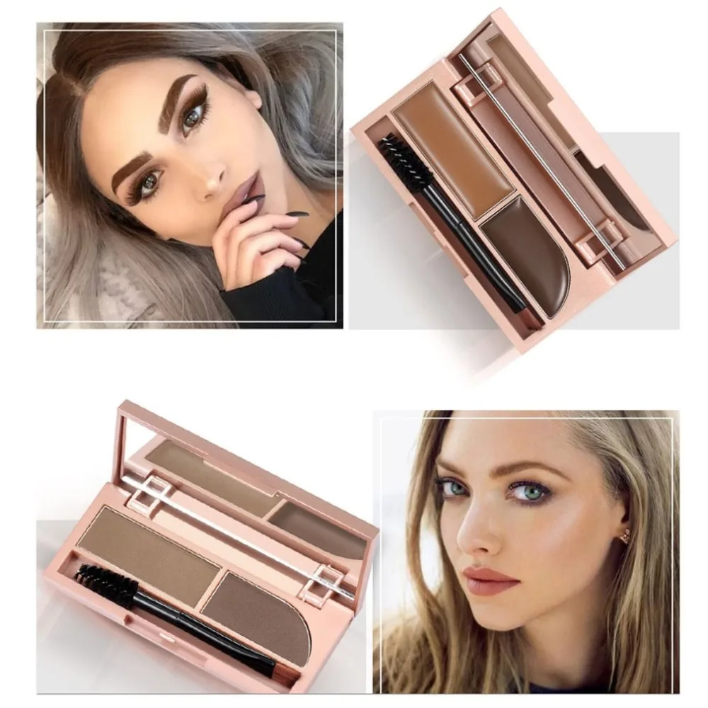 Профессиональная двухцветная Палетка пудры для бровей с двойным эффектом легкая