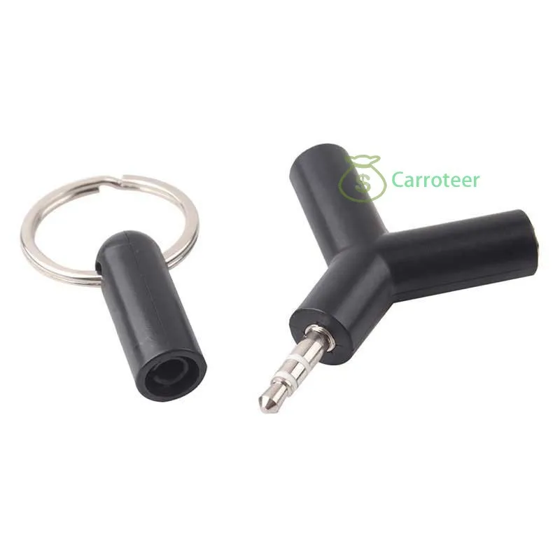 Carroteer Shop 3.5mm Male to 2 Female Stereo Audio Y Adapter Splitter Connector Keychain Mini |