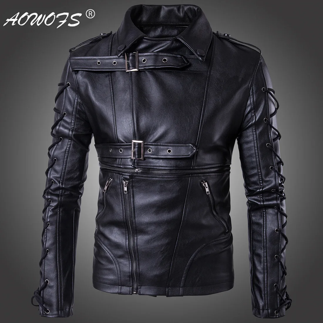 

Men's Leather Jacket High Quality Black Leather Jacket Fashion Motorcycle PU Leather Jacket Large Size Men's S-5XL-B002