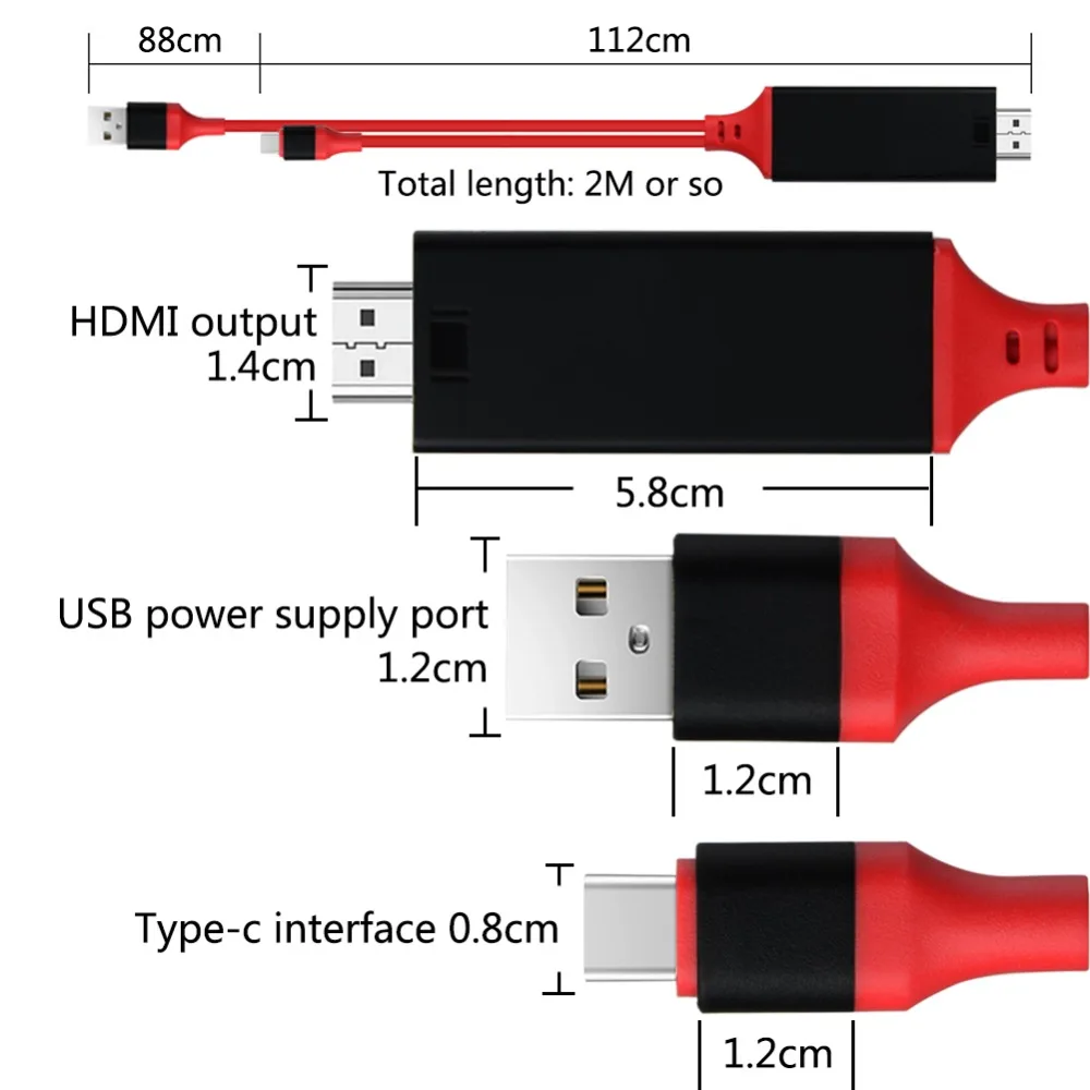 2 в 1 USB C кабель типа к HDMI 4K HD видео аудио для зарядки Samsung Galaxy S8 Note 8 9 Huawei P30 Pro LG G6