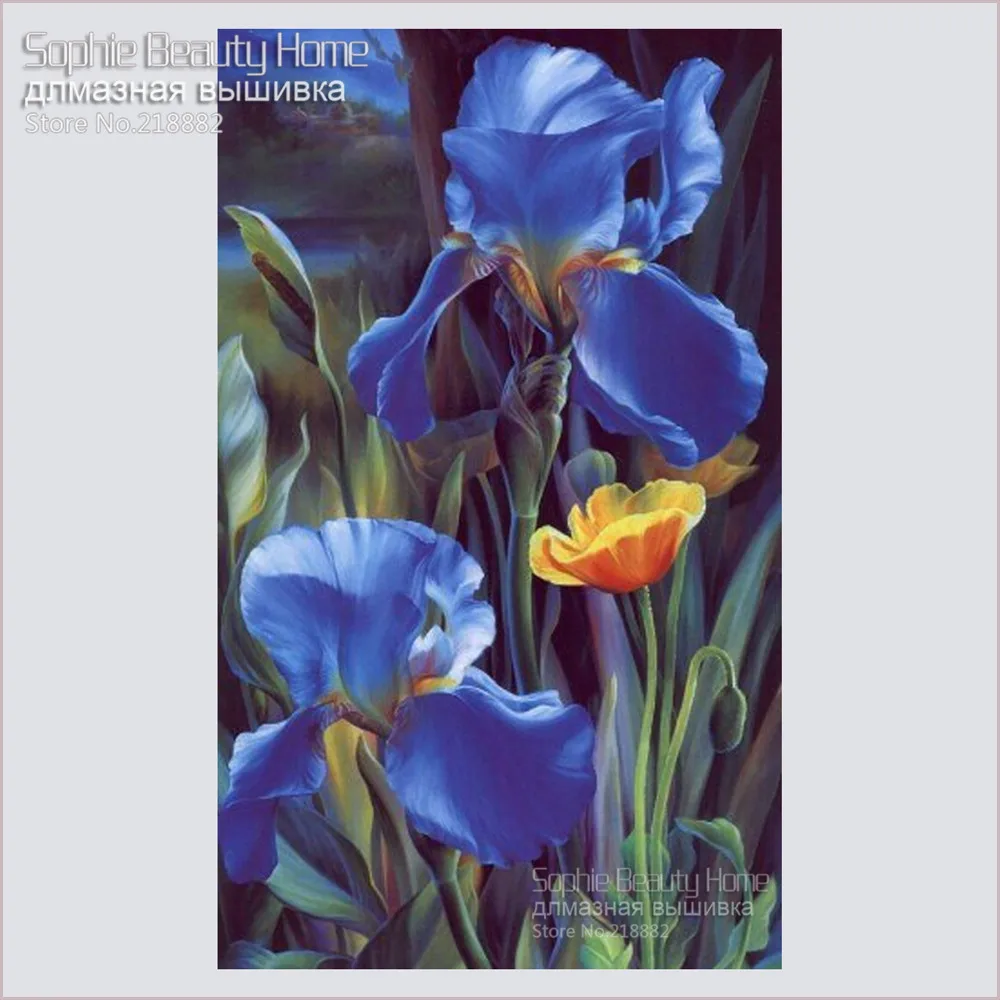 

Алмазная вышивка «сделай сам», декоративные синие цветы, алмазная живопись «сделай сам», вышивка крестиком, полная схема картины-мозаики картина маслом