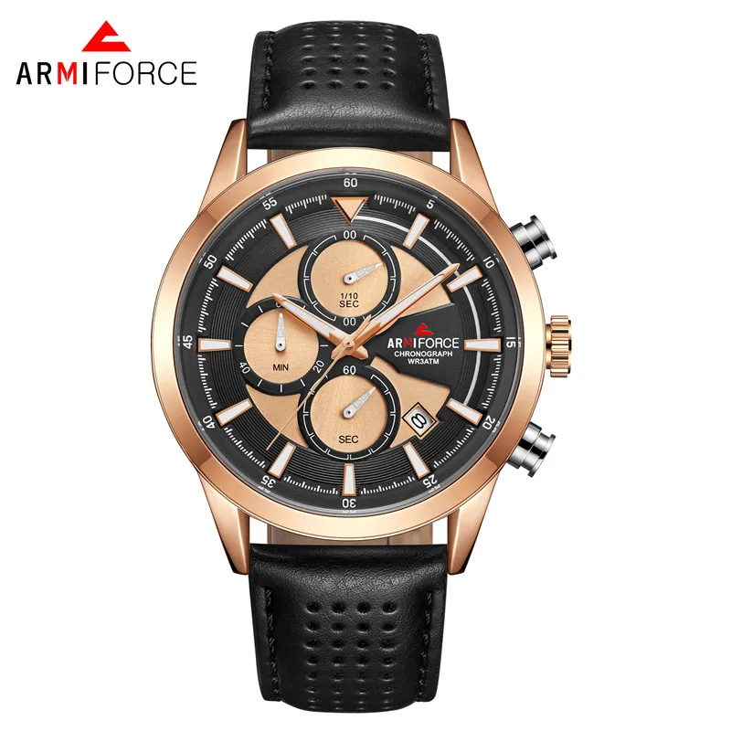 Armiforce мужские часы Топ люксовый бренд Золотой Хронограф Календарь спортивные мужские наручные часы Военные мужские часы Relogio Masculino 8008 - Цвет: AF800801