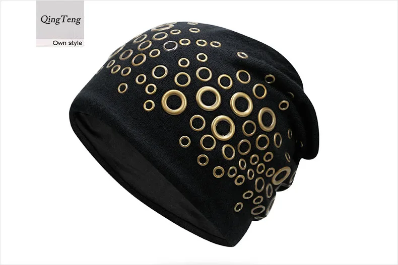 Унисекс новая шапка с кольцами теплая шапочка шляпа панка Gorras зимняя вязаная хип-хоп шапка s шапка вязаная шапка головные уборы для мужчин и женщин