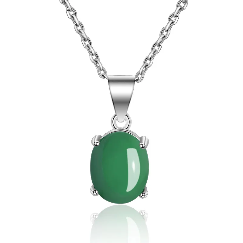 

Fashion Jewelry Green Chalcedony Pendant Necklace For Women Female Green Necklace Ethical Wind Contracted Fashionable