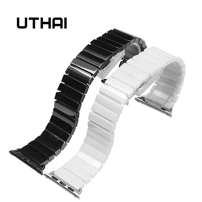 UTHAI A08 керамический ремешок для APPLE Watch 4/3/2/1 42 мм/38 мм Iwatch браслет на запястье из смолы ремень аксессуары для часов Ремешок для часов