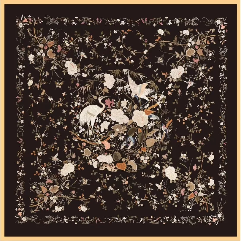 Шелковая шаль из 100% твила с принтом журавль шарфы для головы 35 &quotX 35&quot| |