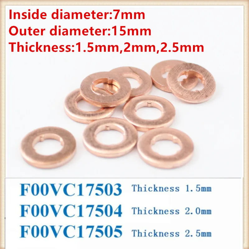 

7x15mm/9x18mm EURO-III common rail injector nozzle copper pad gasket for diesel injector sealing, diesel pump repair tool parts