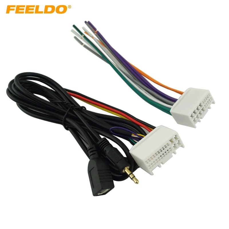 Автомобильный аудио CD стерео Проводной адаптер FEELDO 10 комплектов с USB/AUX разъемом