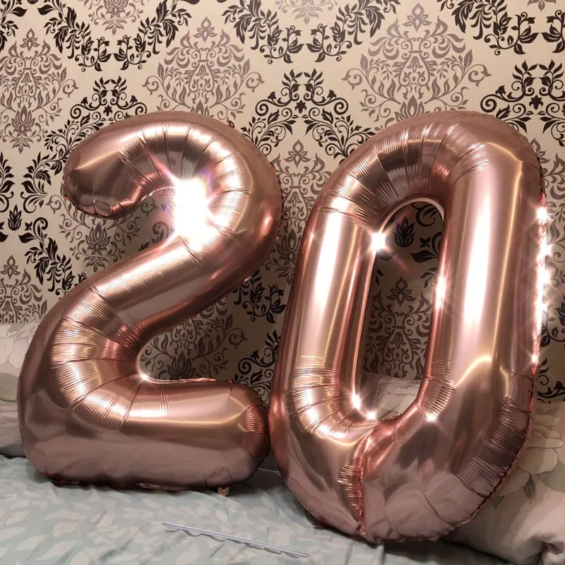 Large 40inch Rose Gold Foil Number Balloons Birthday Party Decorations Kids Wedding Decorations Globos BabyShower Boy Girl Decor