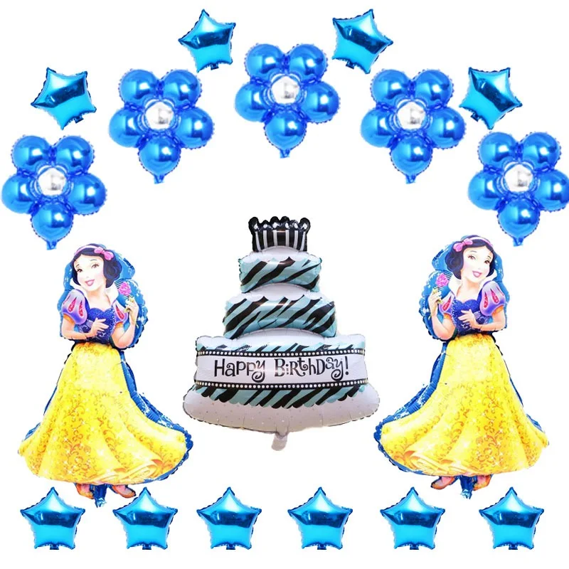 18pc blue set P20 18 шт./лот) фольгированный воздушный шар в комплекте, воздушный шар принцессы Рапунцель и цветочный торт глобус для Рапунцель, вечерние воздушные шары - Цвет: 18pc blue set P20