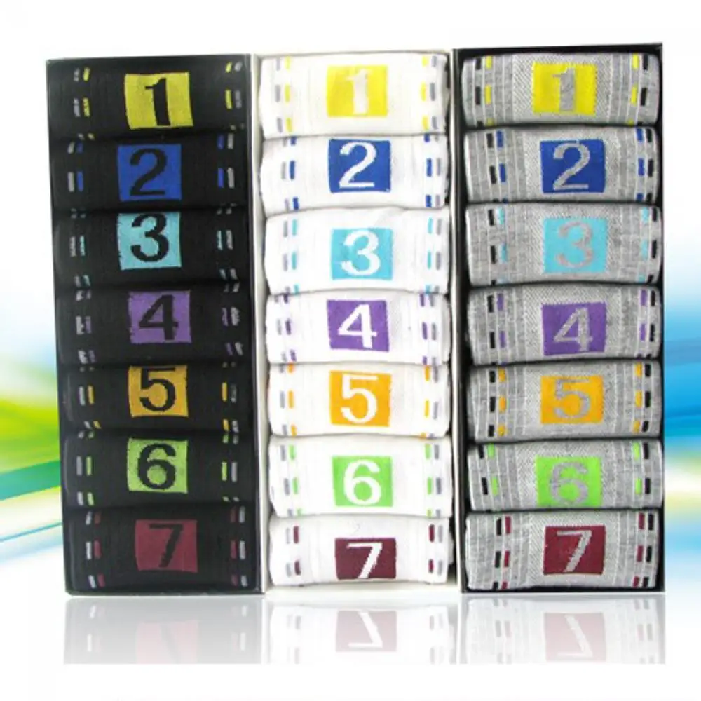 7 пар/компл. Новое модное мужское кольцо с много повседневные хлопковые носки по