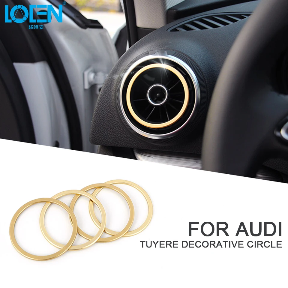 

LOEN 4PCS/Set Auto Interior Accessories Alloy Car Decoration Outlet Sticker Silver Air Conditioning Decorative Ring For Audi A3
