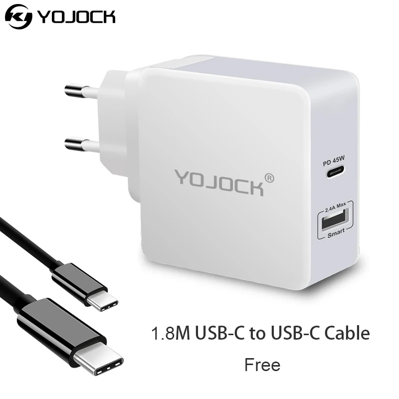 Yojock 57 Вт с разъемом USB Type C PD зарядное устройство Портативный Power Delivery QC3.0 настенное