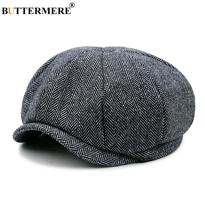 BUTTERMERE, Мужская кепка Newsboy, берет унисекс, шерстяная шапка, твид, Гэтсби, восьмиугольная, в клетку, для женщин, винтажный бренд, зима, весна, шапки Duckbill