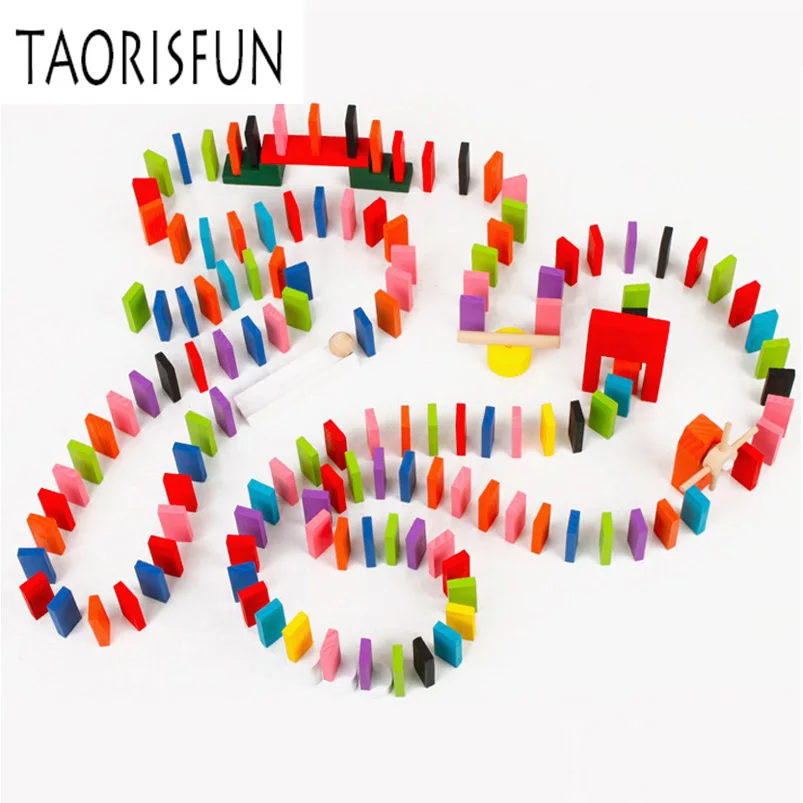 TAORISFUN 240pcs Colored Wooden Kids Toy Domino Blocks Antistress Game Model Kits Non-toxic Educational Toys For Kid Gift | Игрушки и