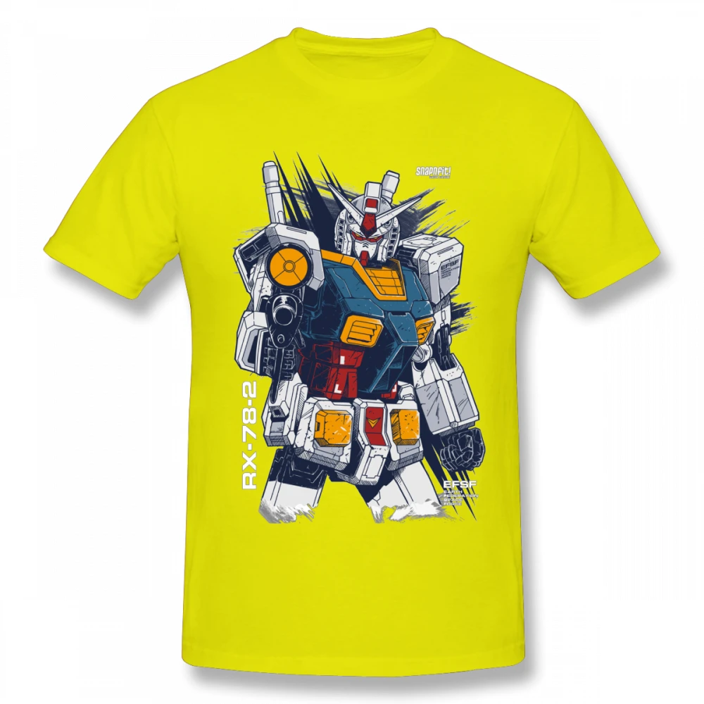 Мужская футболка Gundam из хлопка с коротким рукавом, Повседневная футболка с круглым вырезом, популярная футболка - Цвет: Цвет: желтый