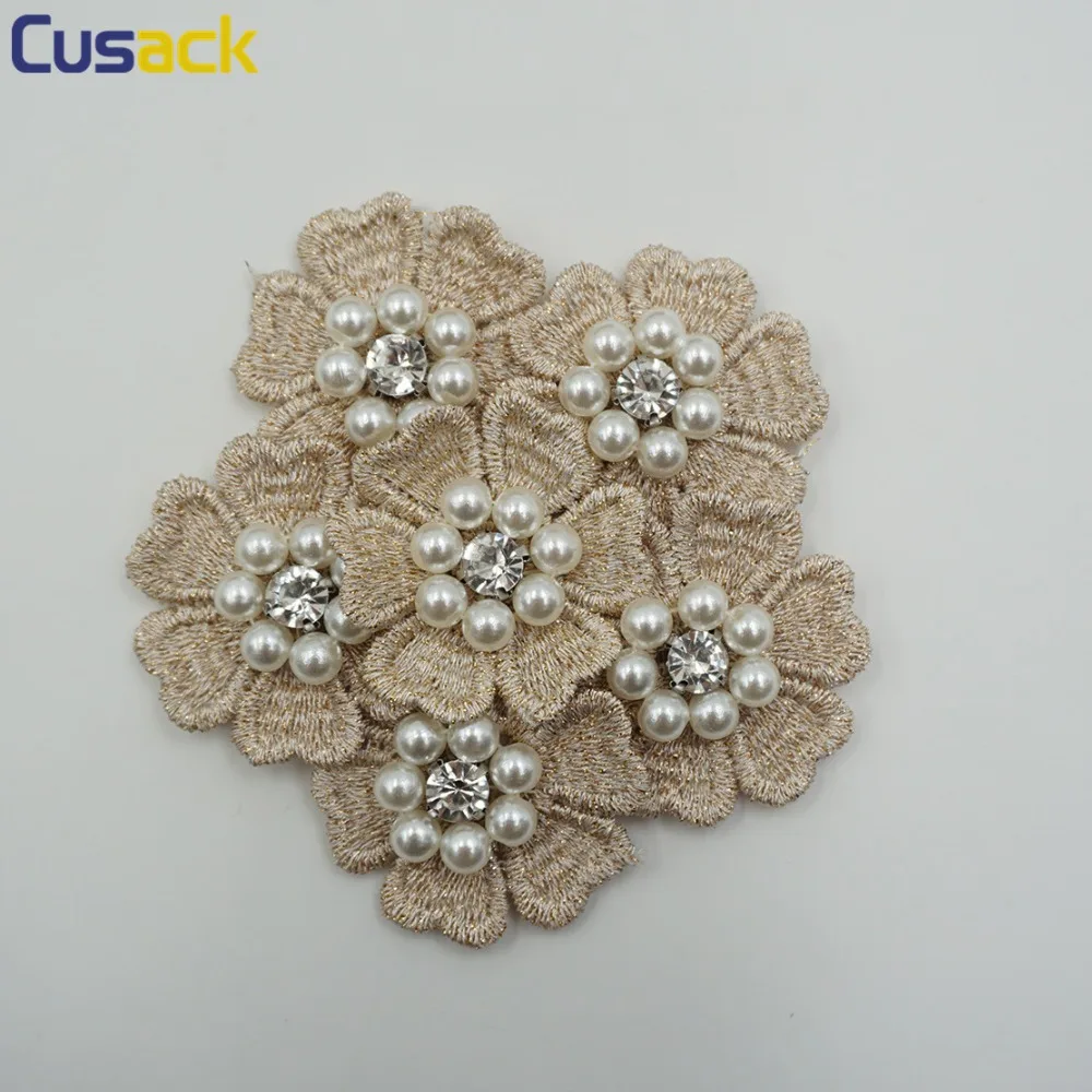 2 шт. золотой жемчуг Хрустальный цветок аппликация для шляп аксессуары волос