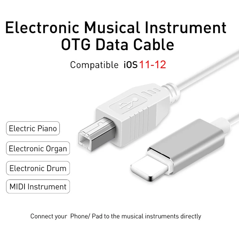 OTG кабель для IPhone MIDI usb type B инструмент клавиатура адаптер для IPhone X XS MAX XR 8 7 6 Электрический фортепиано аудио разъем