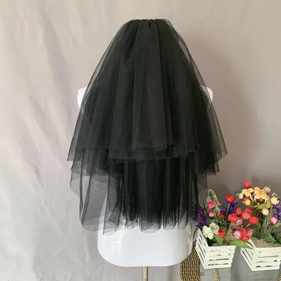 JIN IS YARN 2019 черный фата с расческой четырехслойная короткая свадебная пушистый