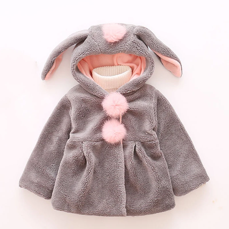 Baby Girls Coat Winter Spring Baby Girls Princess Coat Jacket Rabbit Ear Hoodie Casual Outerwear for girl Infants clothing