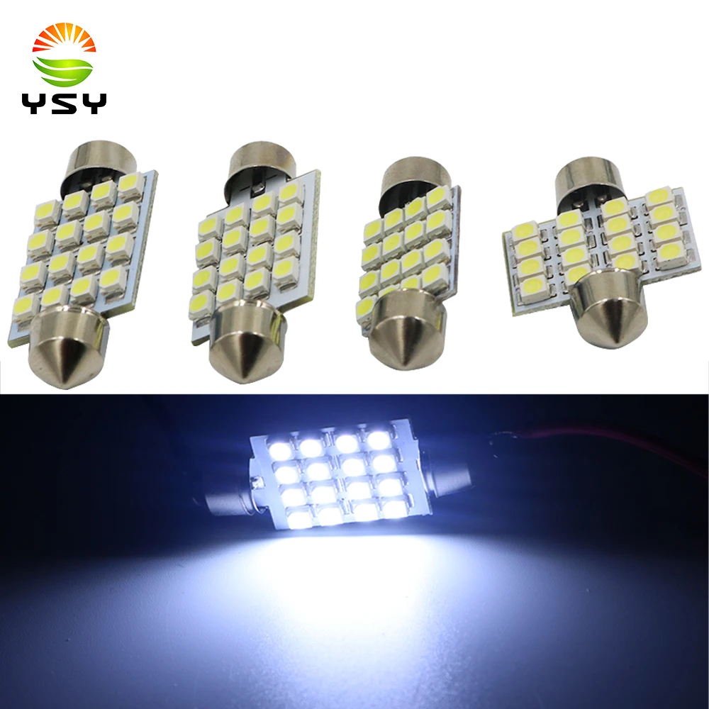 YSY 50 шт. C5W Festoon 16 SMD LED 1210 31 мм 36 39 41 белый интерьер купольная лампа 12V для