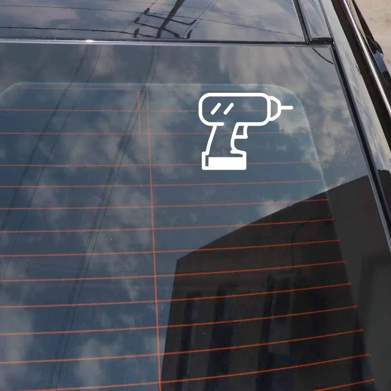 

YJZT 13.5CM*11CM Cartoon Electric Drill Tool Vinly Black/Silver Car Sticker C22-0519