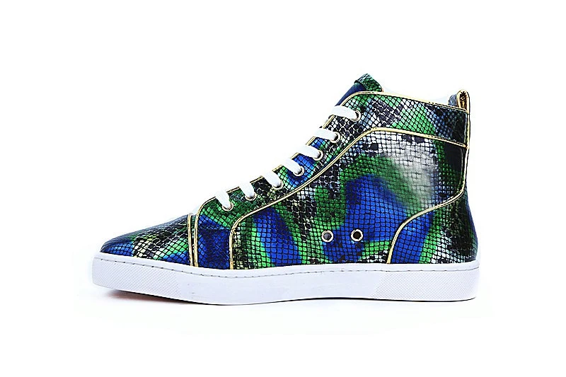 Chaussure Homme/модные мужские кроссовки высокое качество зеленая змеиная кожа