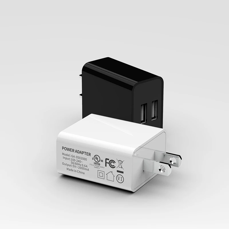 5V2A двойной порт USB зарядное устройство адаптер UL/FCC сертифицированное USB зарядное устройство портативное питание от смартфона США Путешествия настенное зарядное устройство
