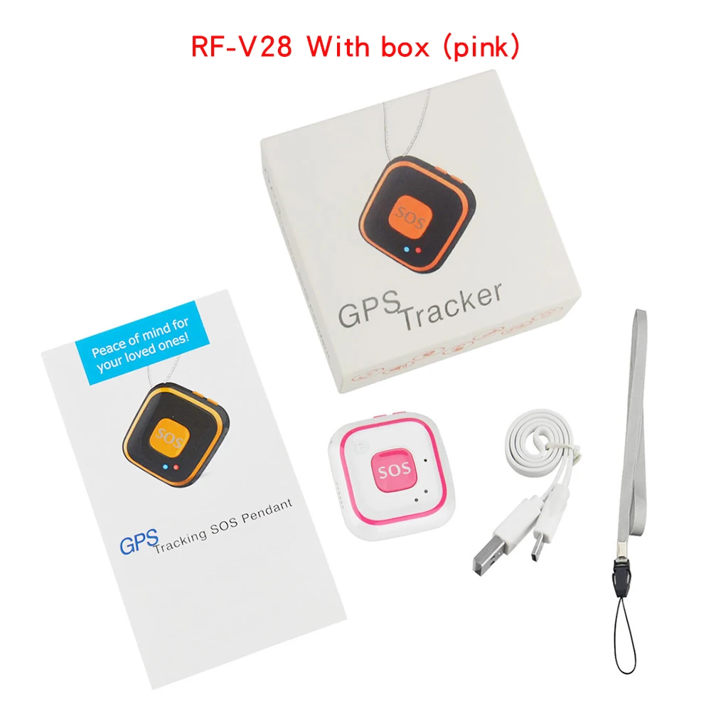Мини умный RF-V28 Детский gps трекер двухстороннее аудио связь говорящие часы SOS гео-забор воспроизведение истории маршрута сигнализация падения - Цвет: With box(pink)