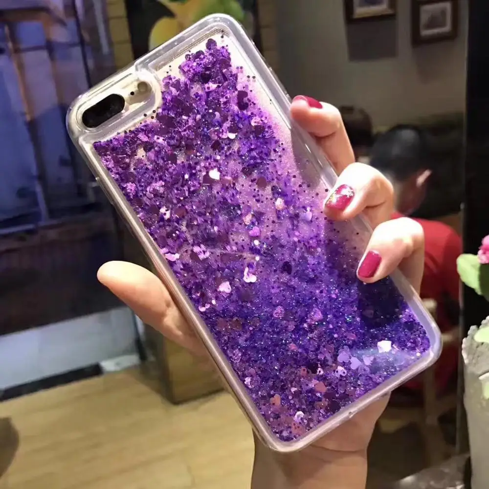 Luxury Liquid Glitter Sand Mobile Phone Cases For Samsung Galaxy S9 S8 S10 Plus S7 Edge Heart Sequins Dynamic Plastic Soft |