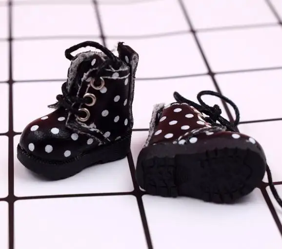 black 1 пара милых кукольных ботинок martin в горошек для Blyth, Pullip, Barbies 1/6 аксессуары для кукольной обуви - Цвет: black