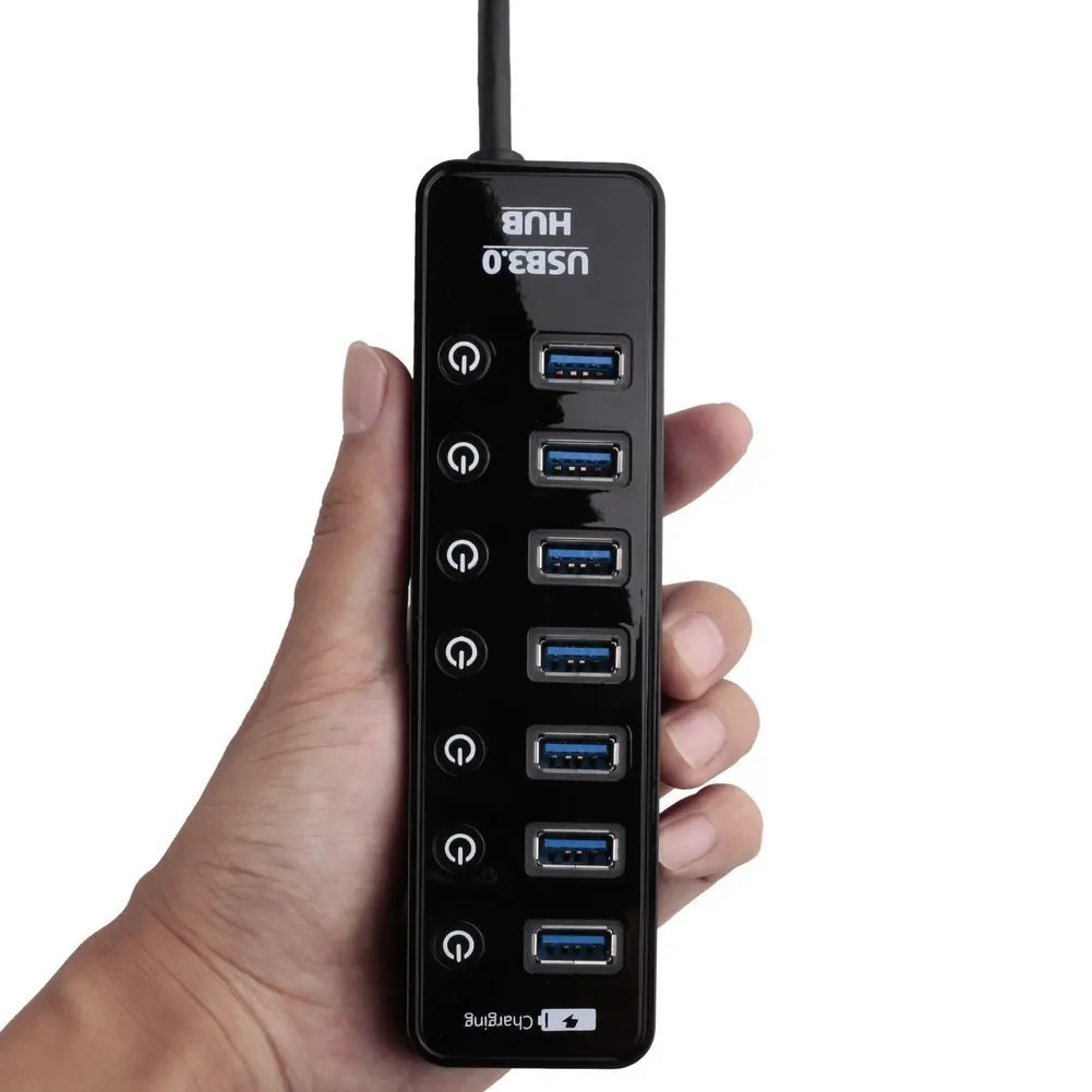 USB 3 концентратор 0 7 портов с зарядкой питания и переключателем разветвитель