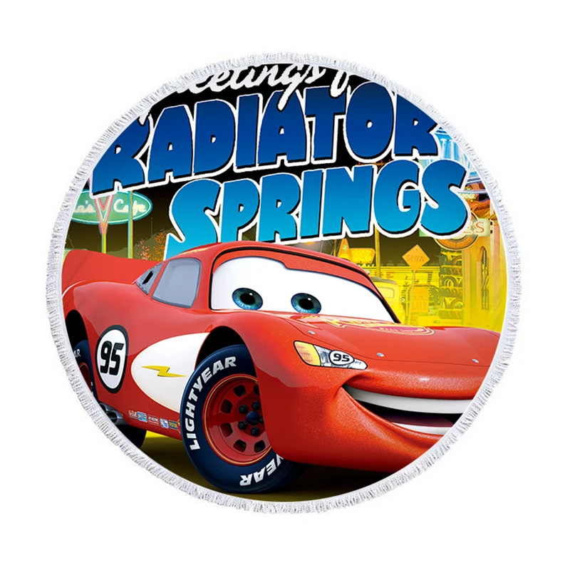 

Disney Cars Cartoon Bath Towel Soft Round Summer Beach Towel Vacation yoga crawling picnic blanket Children Boys gift